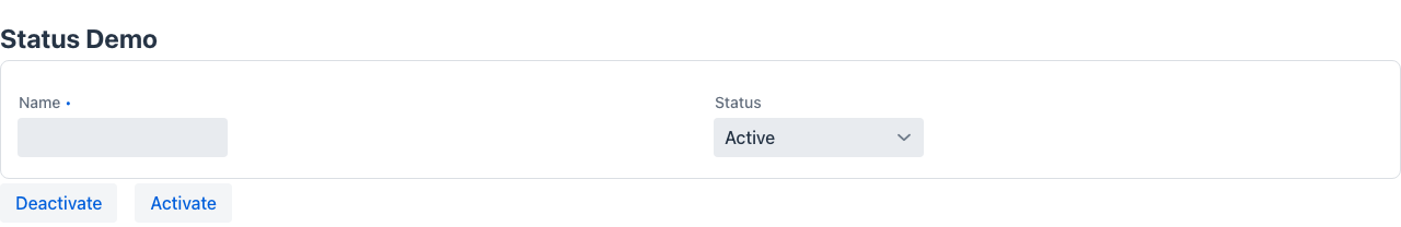 Status badges — green Available, red Out of stock