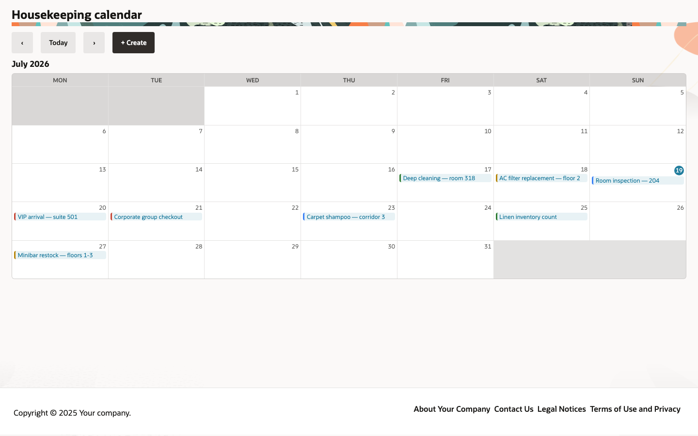 Calendar page