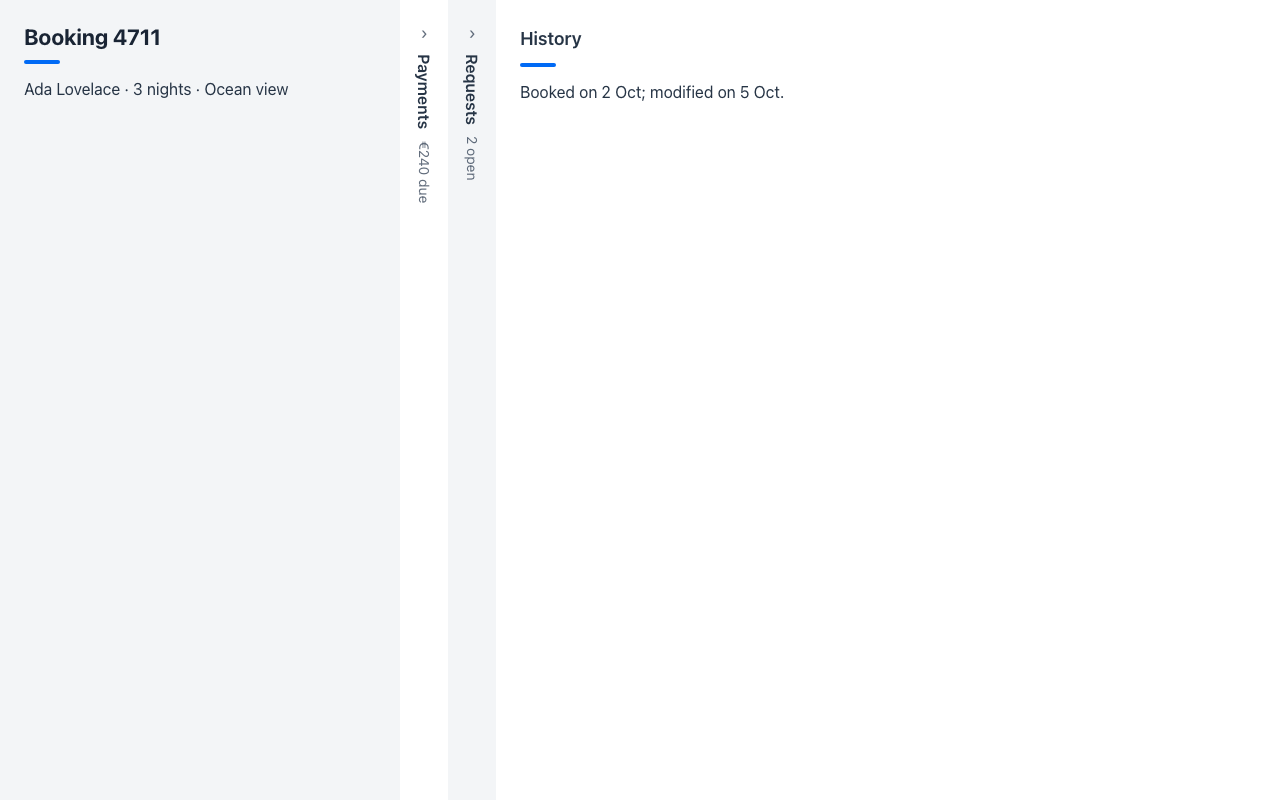 Folded panels showing their summary