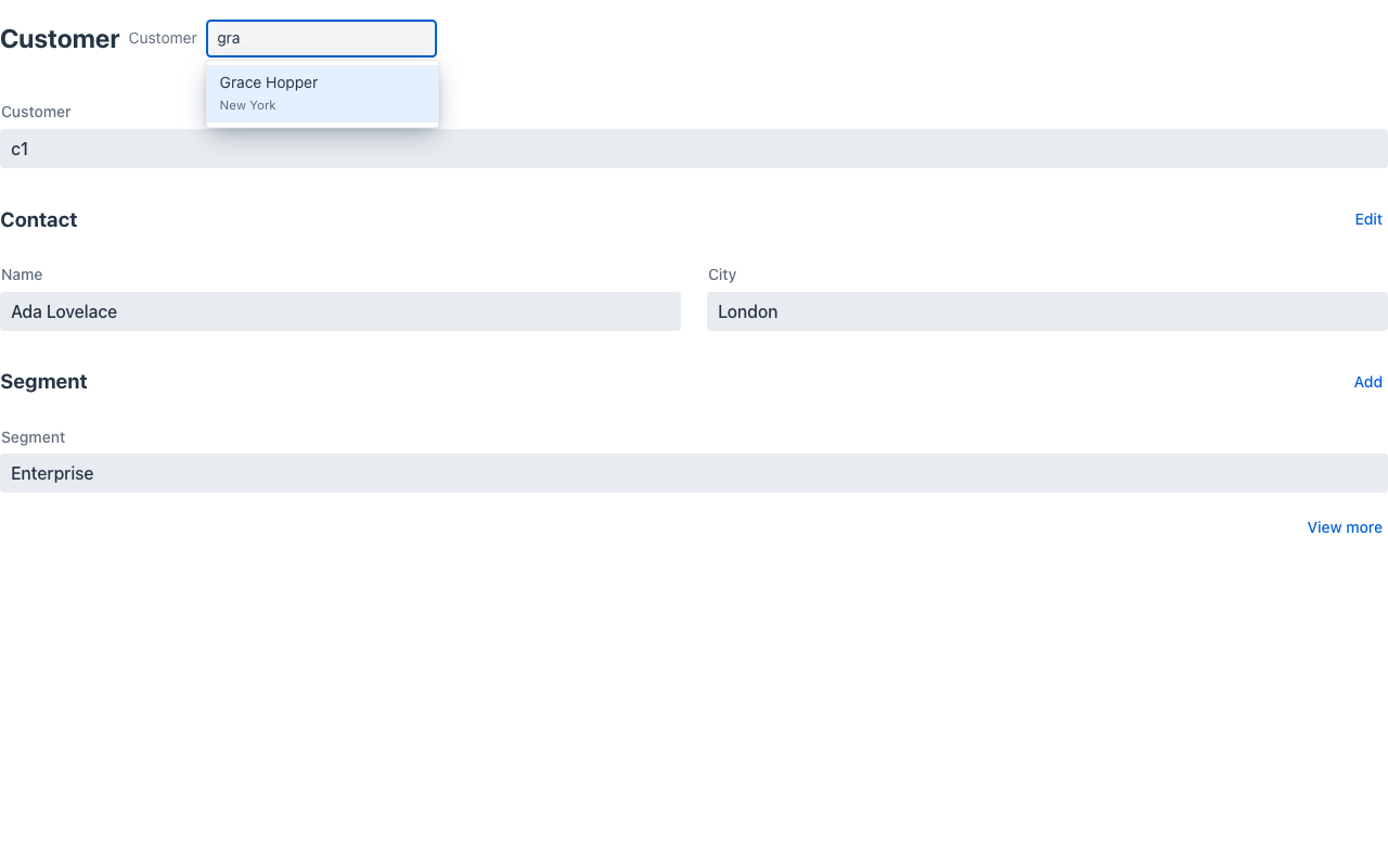 The header switcher, searching