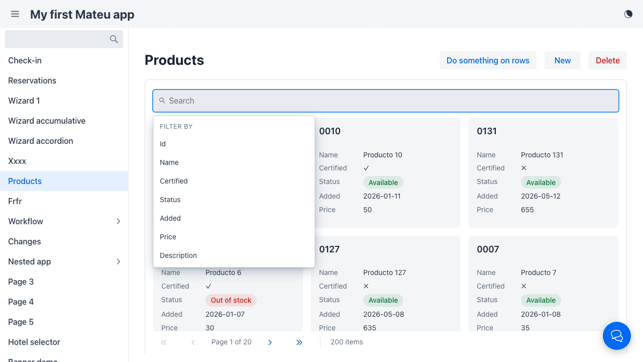The Filter by panel, opened by clicking the search field