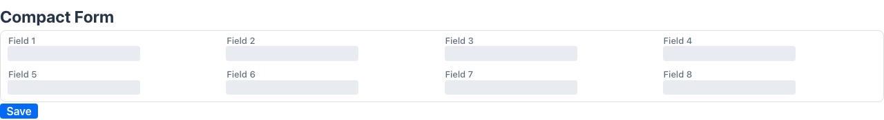 High-density form — 4 columns with compact spacing